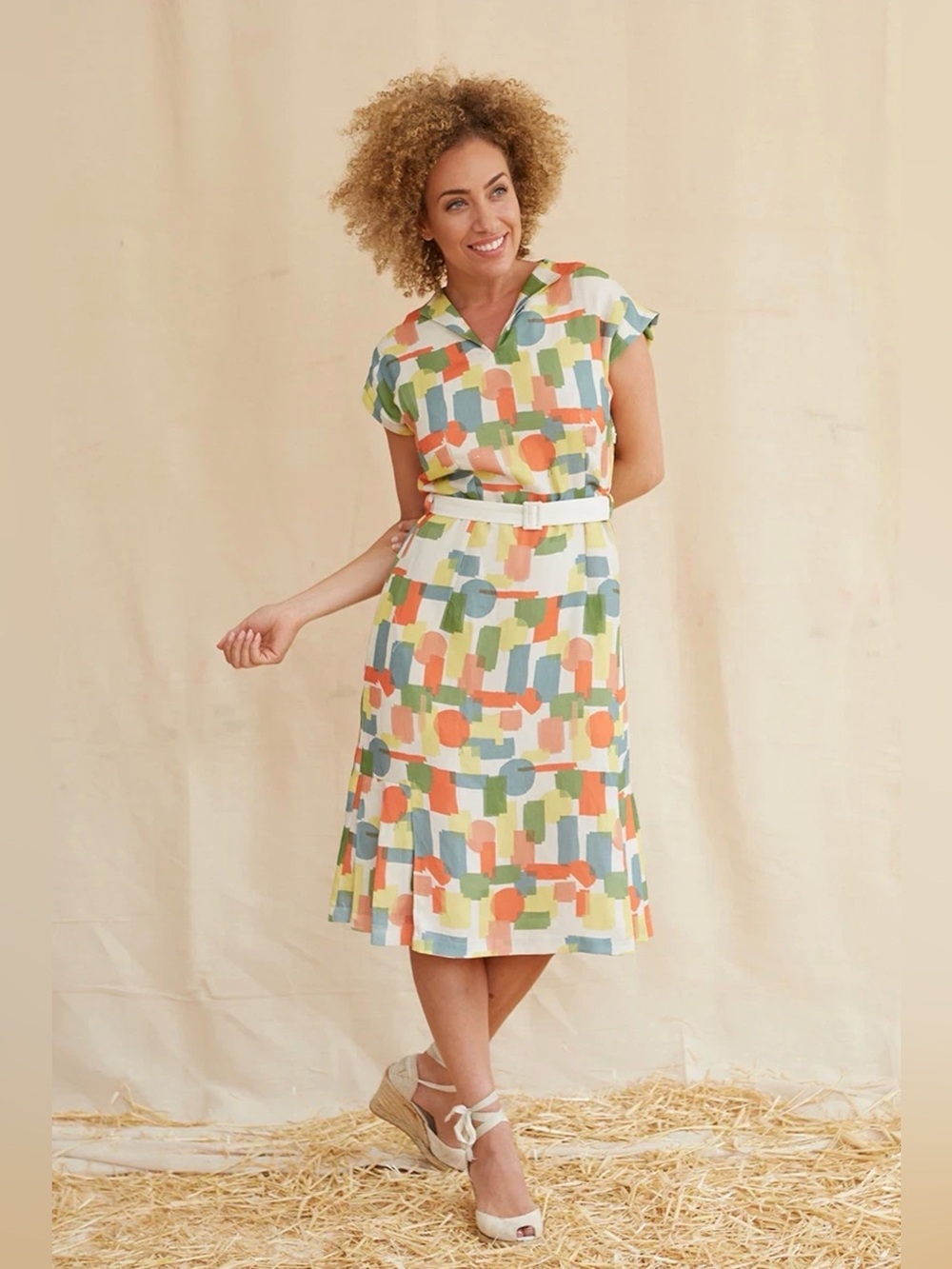 Palava Margo Dress Multi After The Show Size 14 Cotton Linen Art Print Dress
